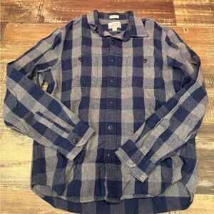 J. Crew Navy and Gray Checkered Men's Shirt